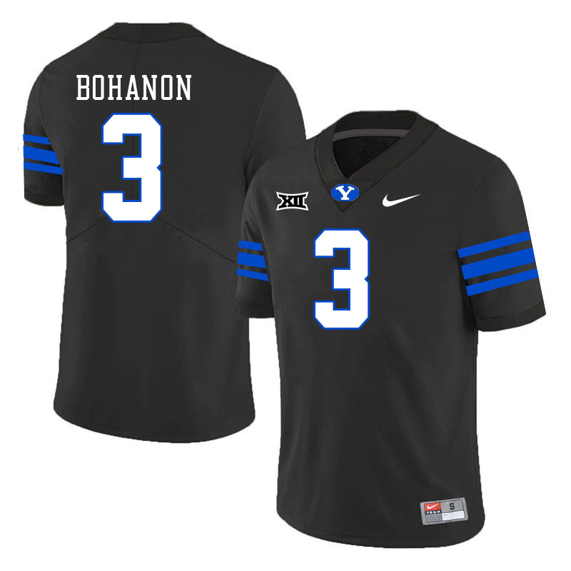 Men #3 Gerry Bohanon BYU Cougars College Football Jerseys Stitched Sale-Black